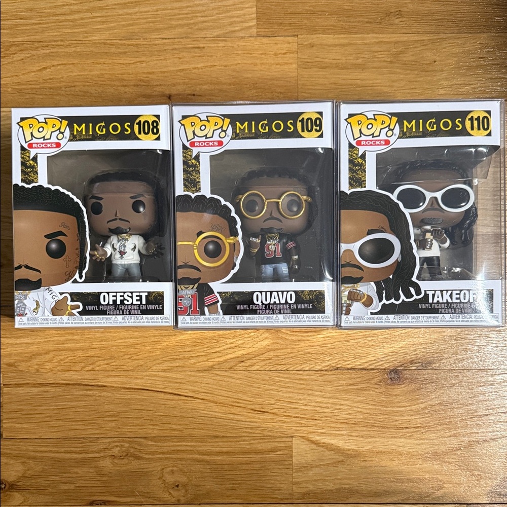Funko Pop Migos Trio with Black and White Accents
#108,109,110
